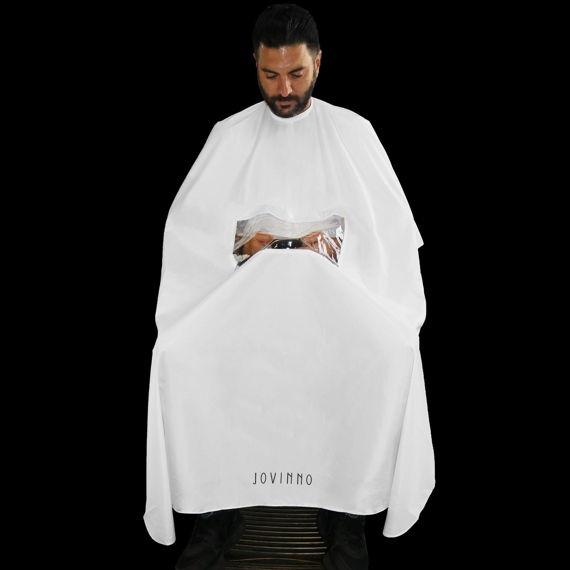 Jovinno- Professional Barber/Salon Cape With Phone Viewing Window